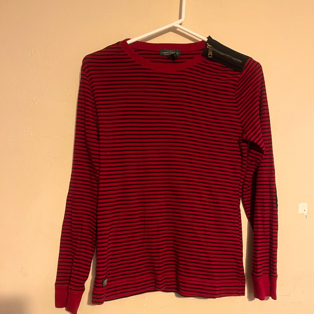 Lauren Jeans Co. Ralph Lauren striped long sleeve elbow pads top